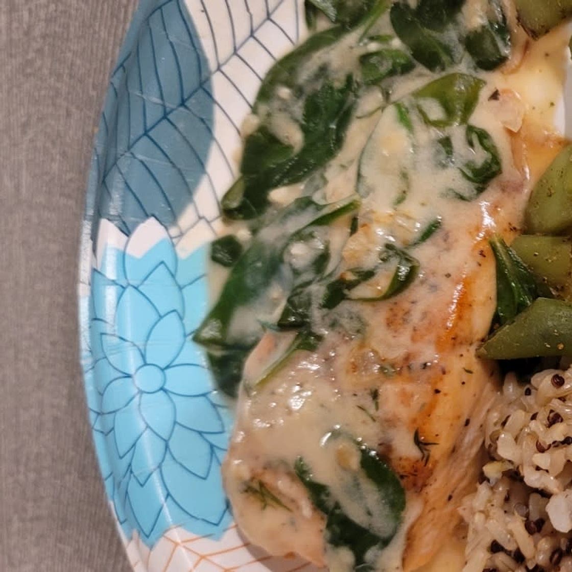 Salmon with Garlic Cream Sauce