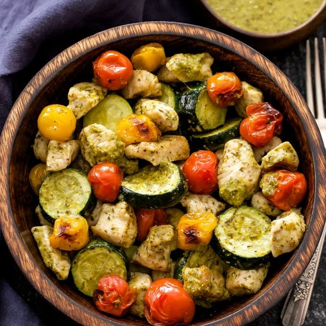 Pesto Chicken + Tomatoes + Zucchini