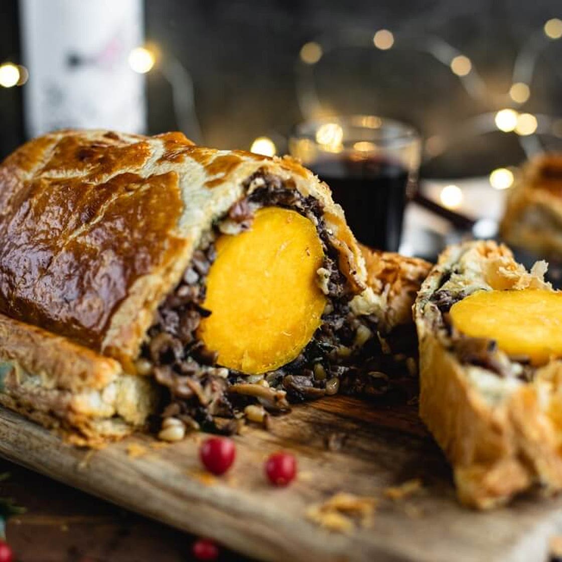 Squash, mushroom & spinach Wellington