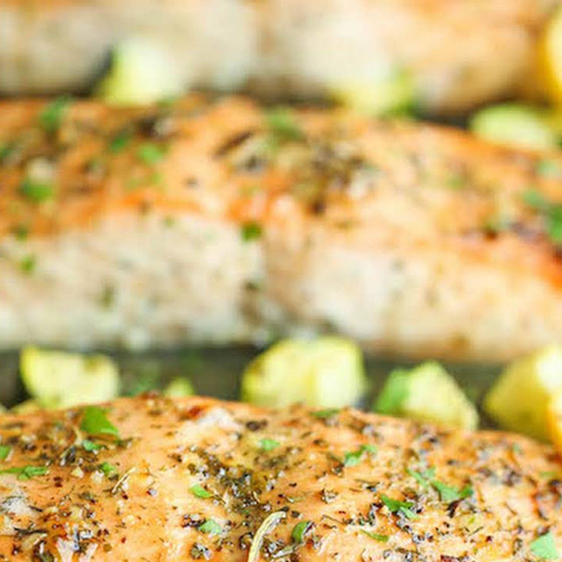 One Pan Lemon Herb Salmon and Zucchini