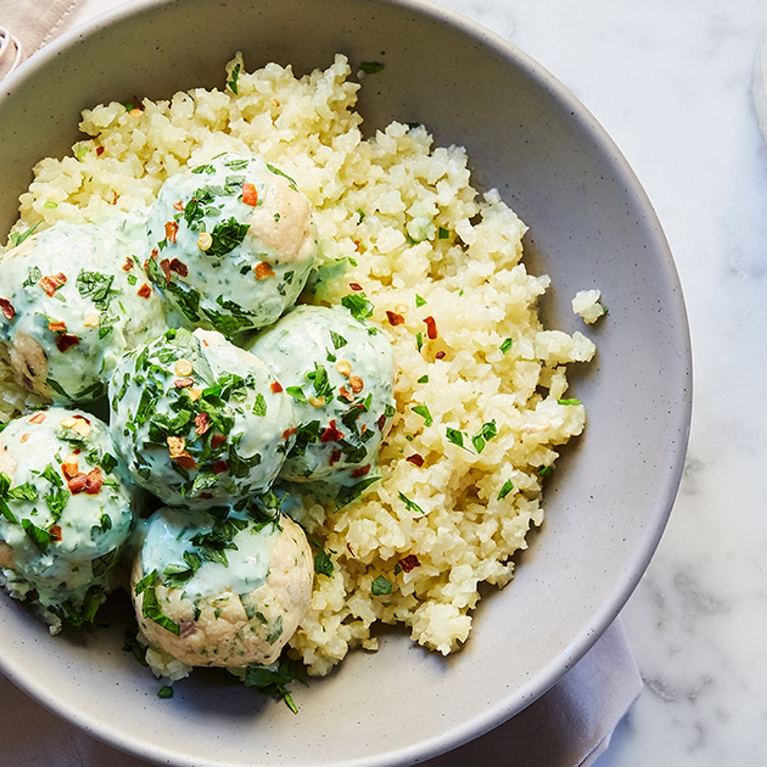 Chicken Meatballs with Coconut-Herb Sauce