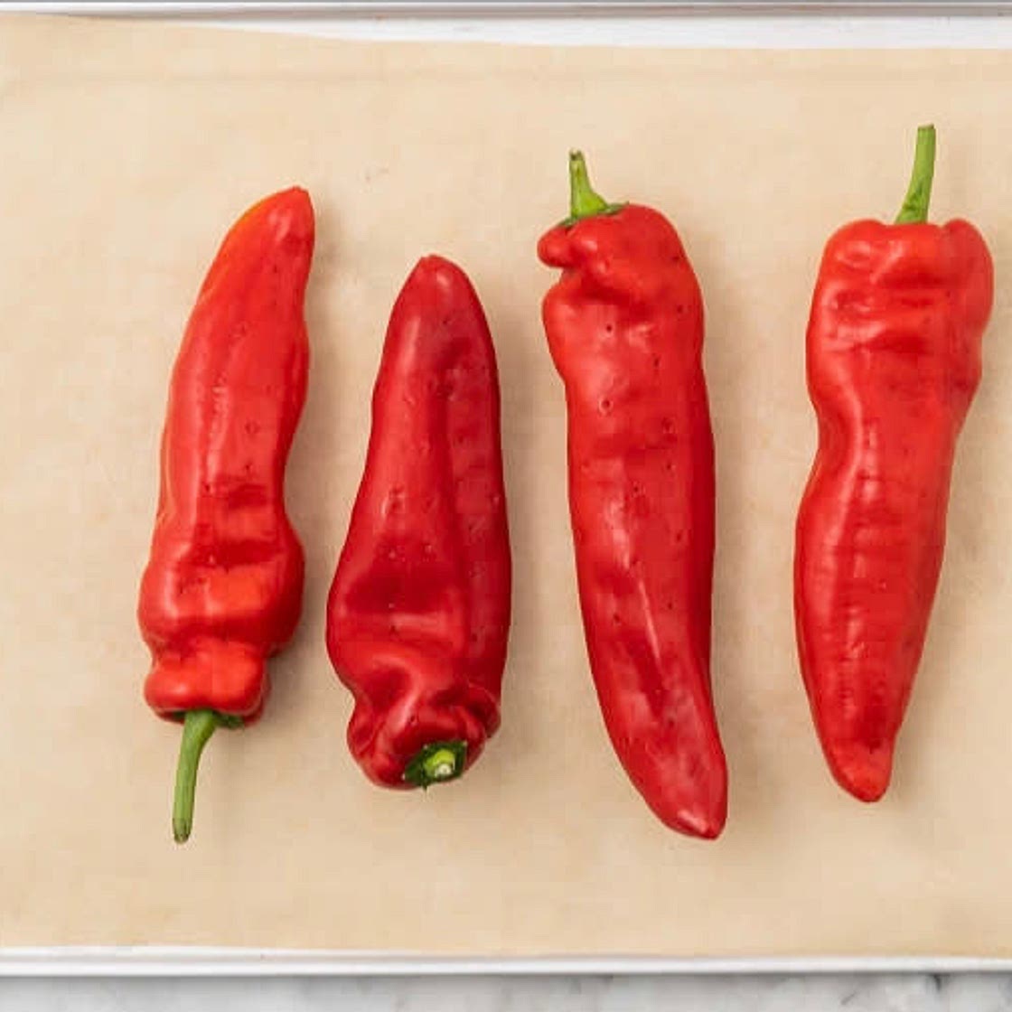 Geroosterde puntpaprika’s