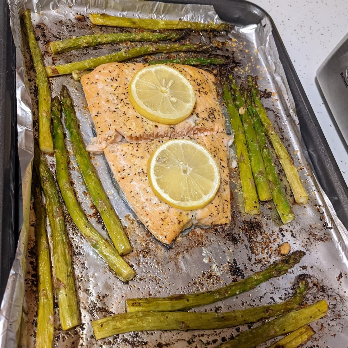 One-Pan Lemon Pepper Salmon with Garlic Parmesan Asparagus