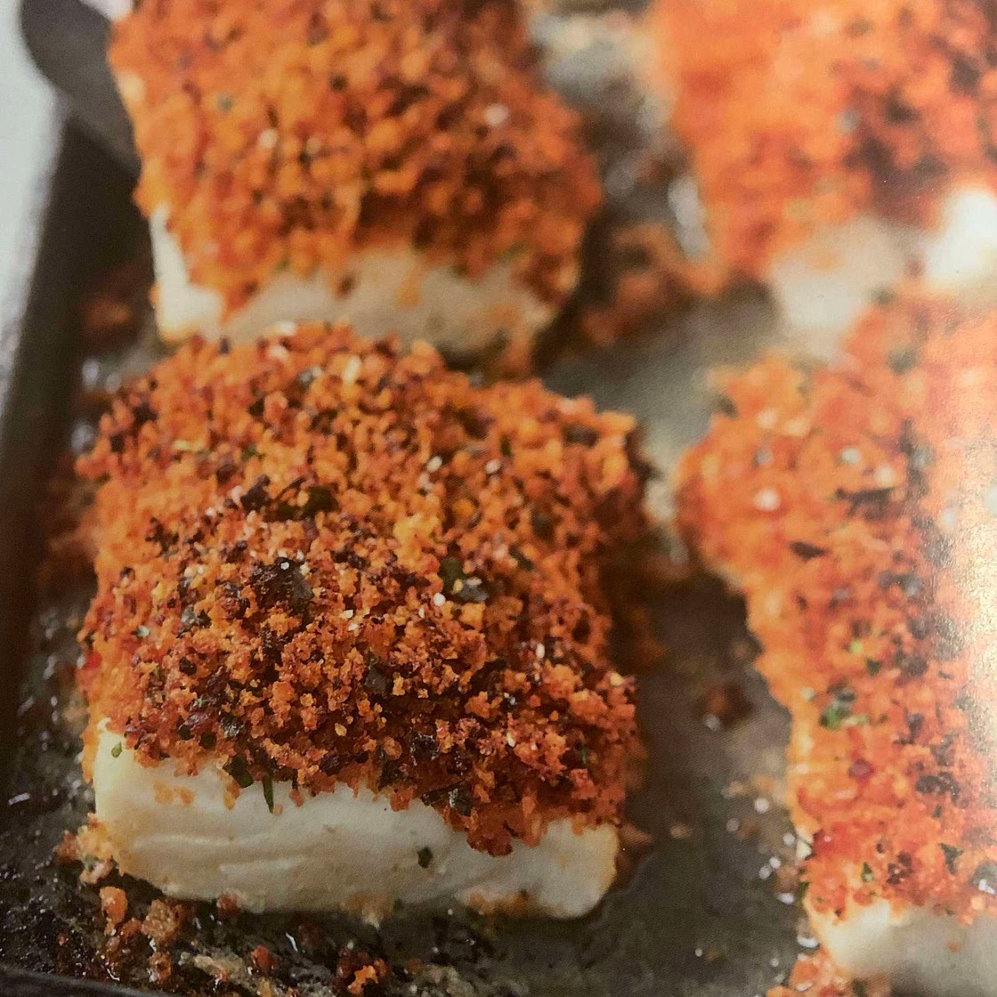 Baked Fish with Chorizo Crust
