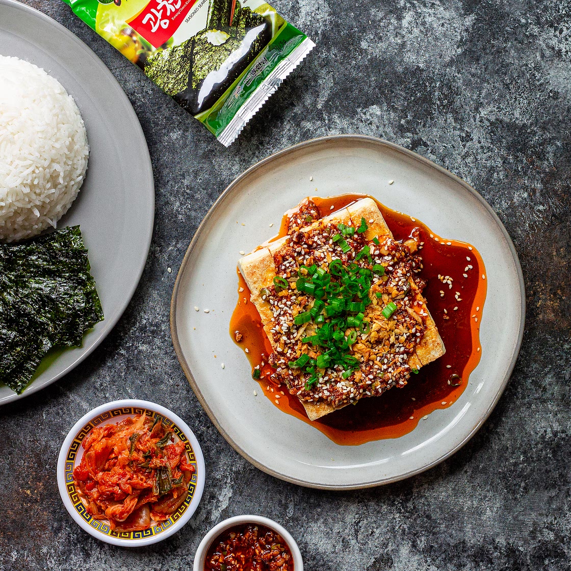 Pan Seared Tofu with Homemade Chili Oil