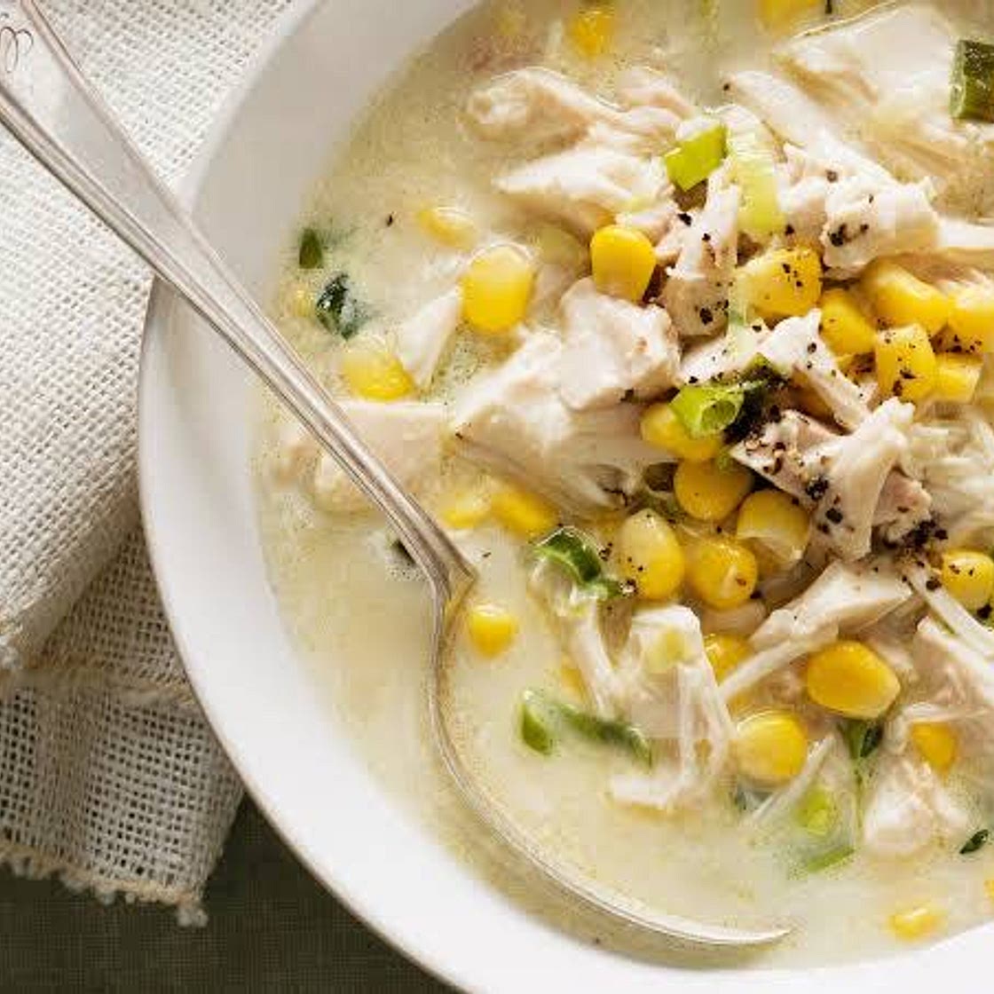 Chicken, sweet corn soup