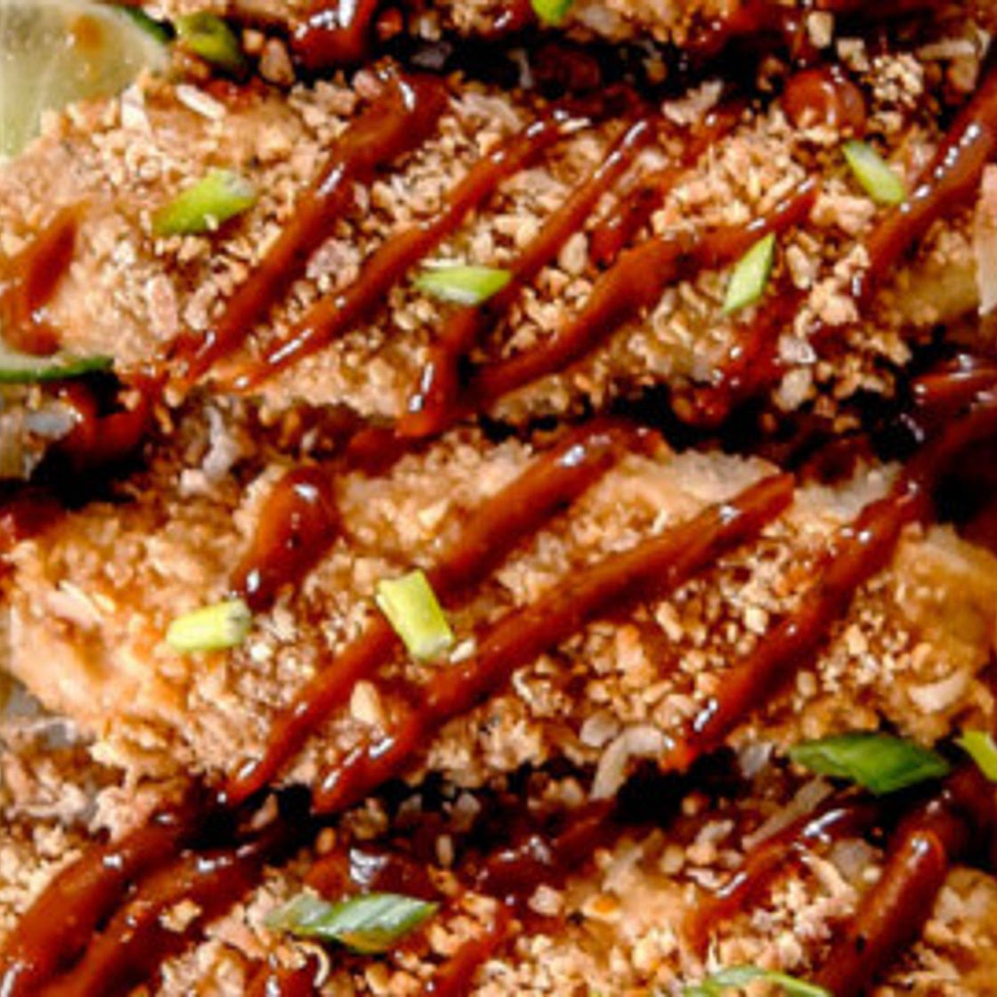 Sheet Pan Thai Peanut Coconut Chicken with Pineapple