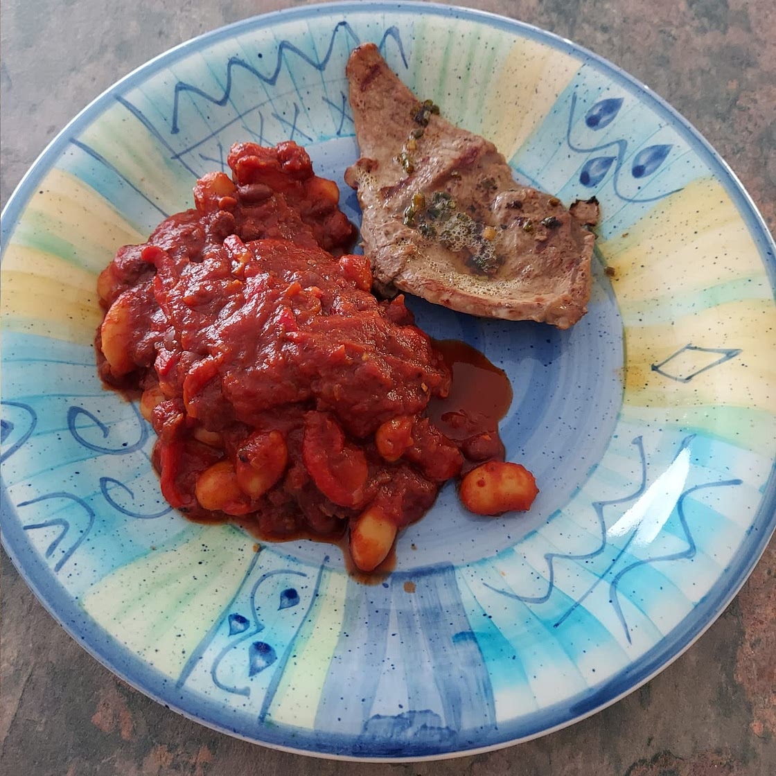 Pan-Fried Veal Chops with Boston Baked Beans