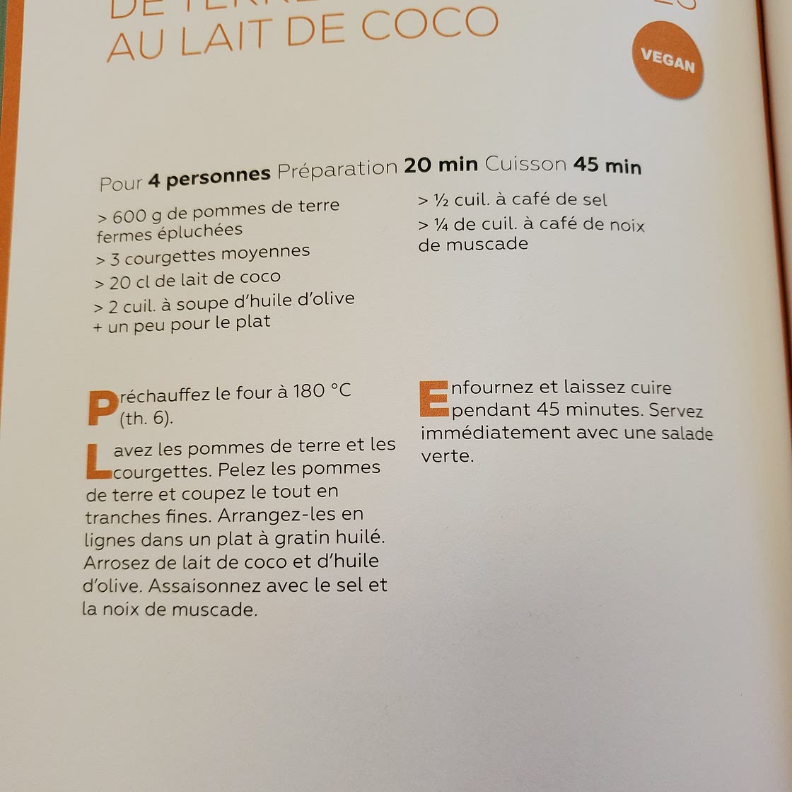 Gratin patates/courgettes au lait de coco