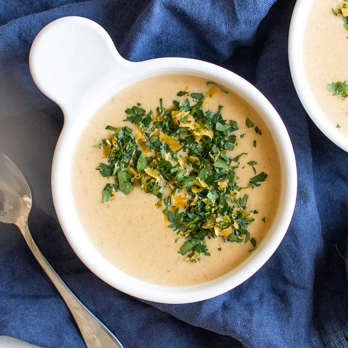 Bacon Cheddar Cauliflower Soup (for Two)