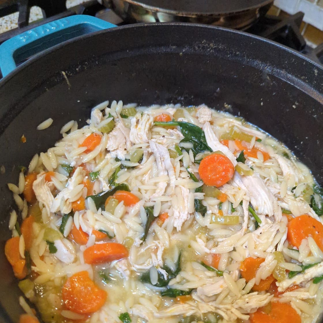 One Pot Lemon Chicken Orzo Soup