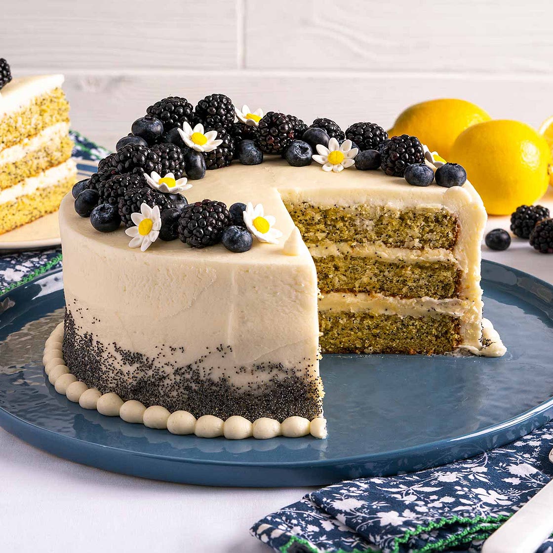 Lemon Poppy Seed Layer Cake