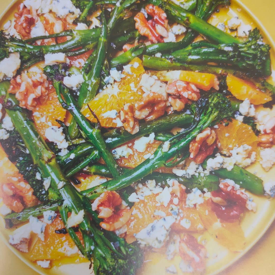Charred tenderstem with oranges, blue cheese & walnuts