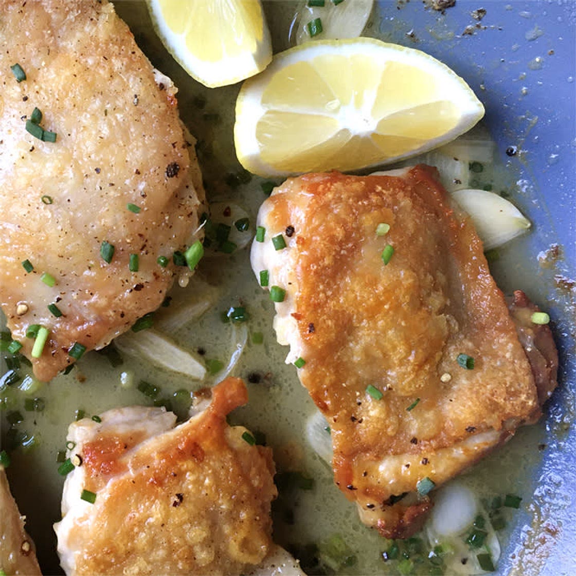 Skillet Lemon Garlic Chicken Thighs