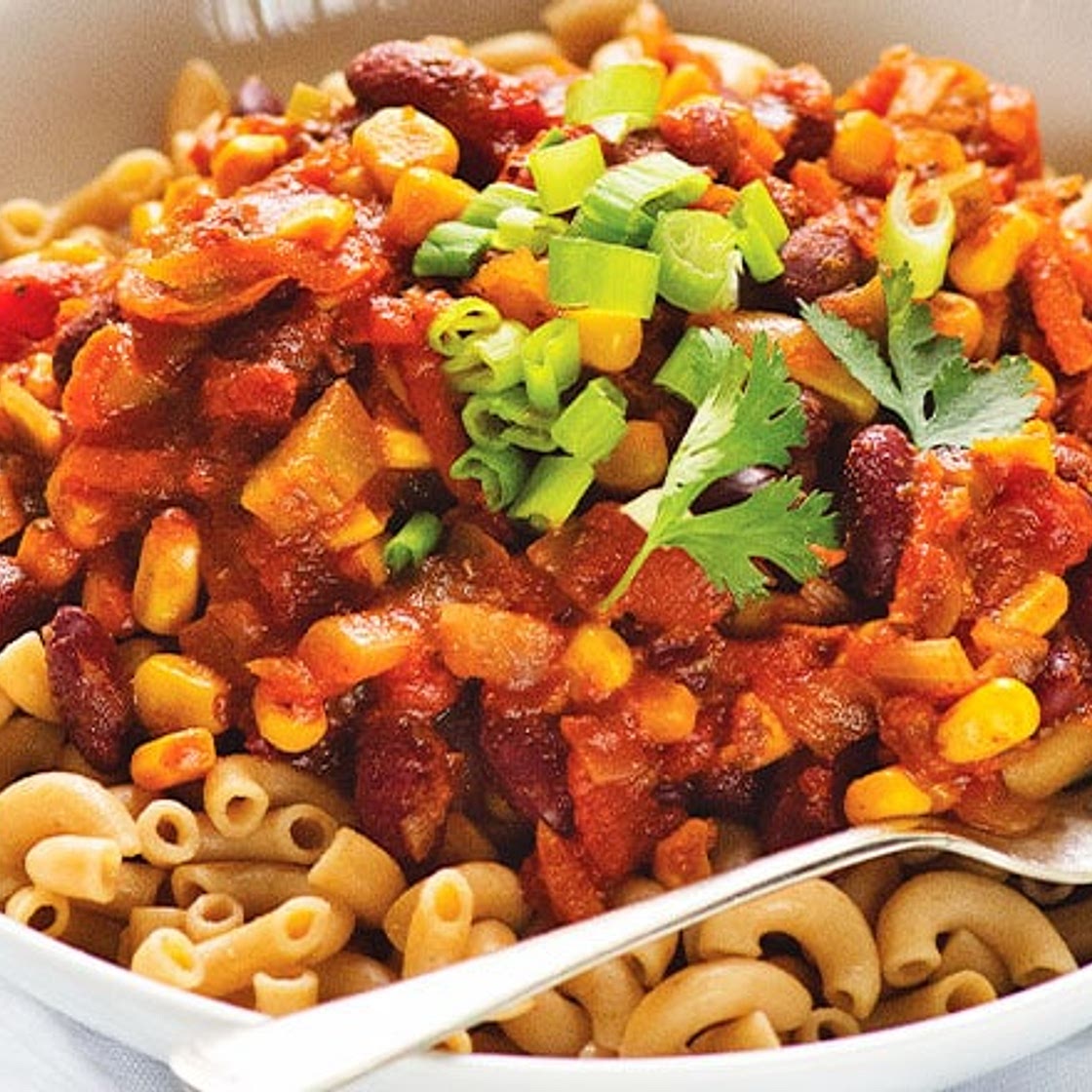 Favorite Bean & Corn Chili With Pasta