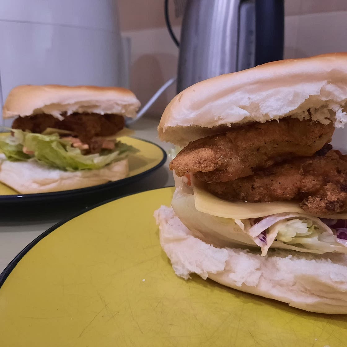 Crispy Chicken Burger with Honey Mustard Coleslaw