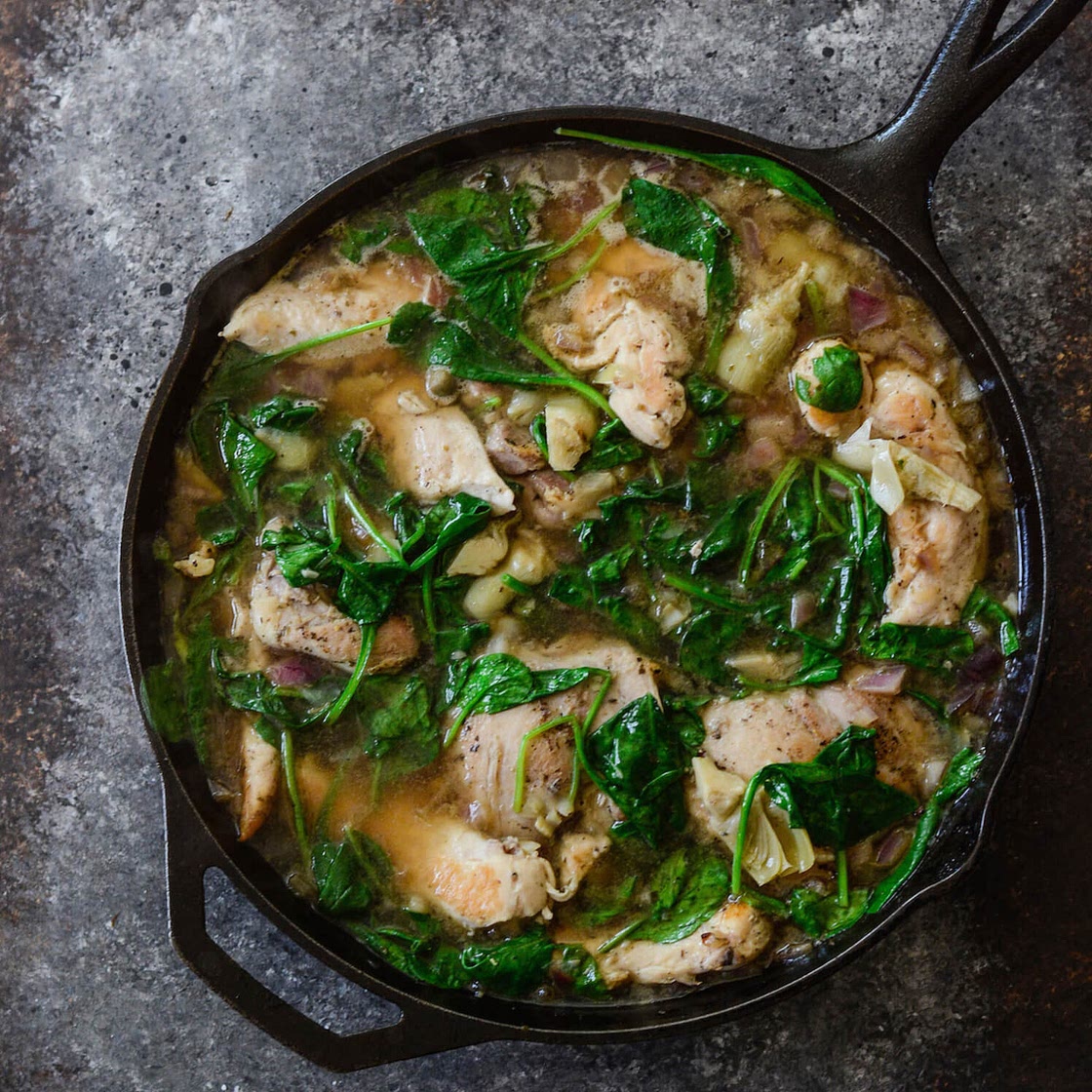 Paleo Chicken Lemon Spinach Artichoke Stew