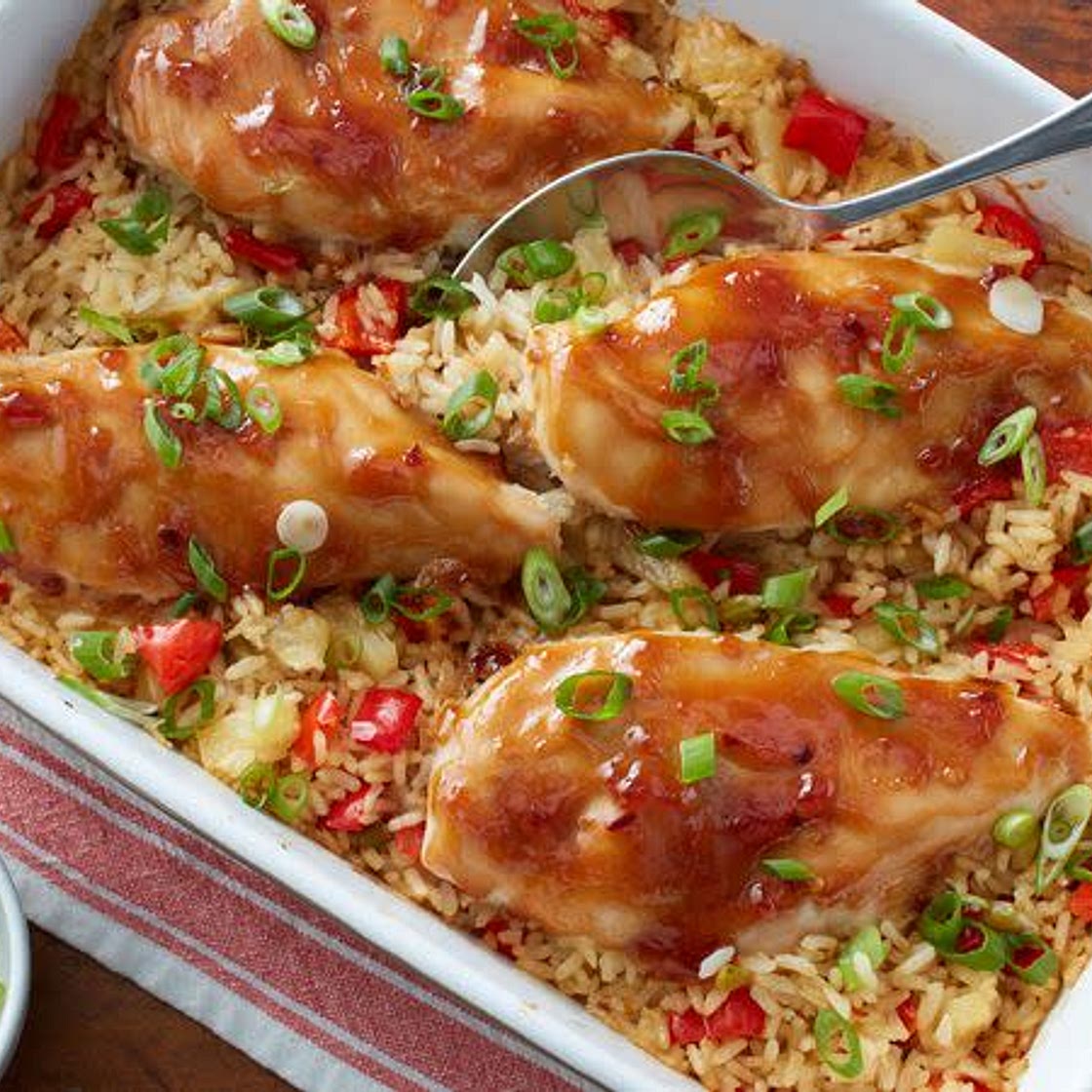 Teriyaki Chicken and Pineapple Rice Casserole