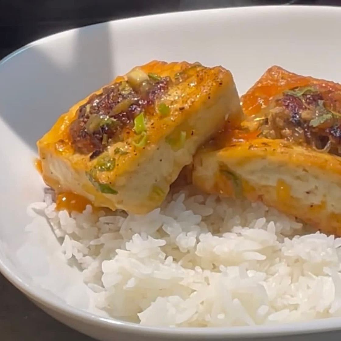 Pork Stuffed Tofu in Tomato Sauce - Đậu Hũ Nhồi Thịt 
