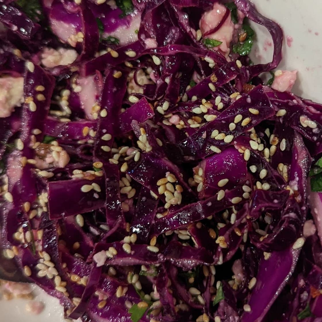 date, feta and red cabbage salad