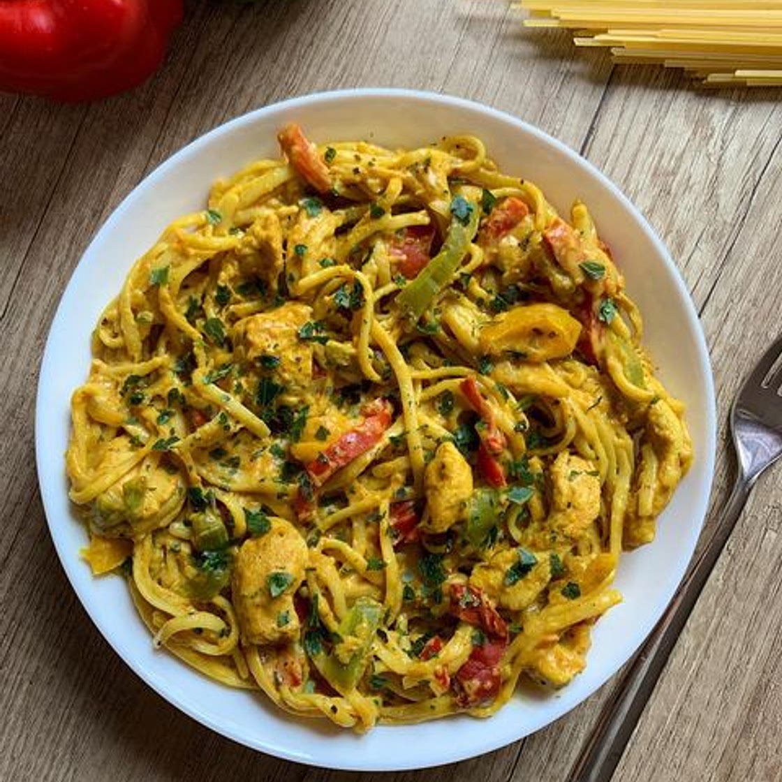 One-Pot-Pasta im India-Chicken-Style