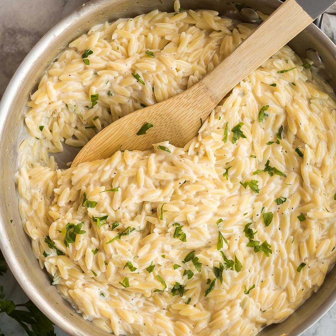 Garlic Parmesan Orzo Pasta