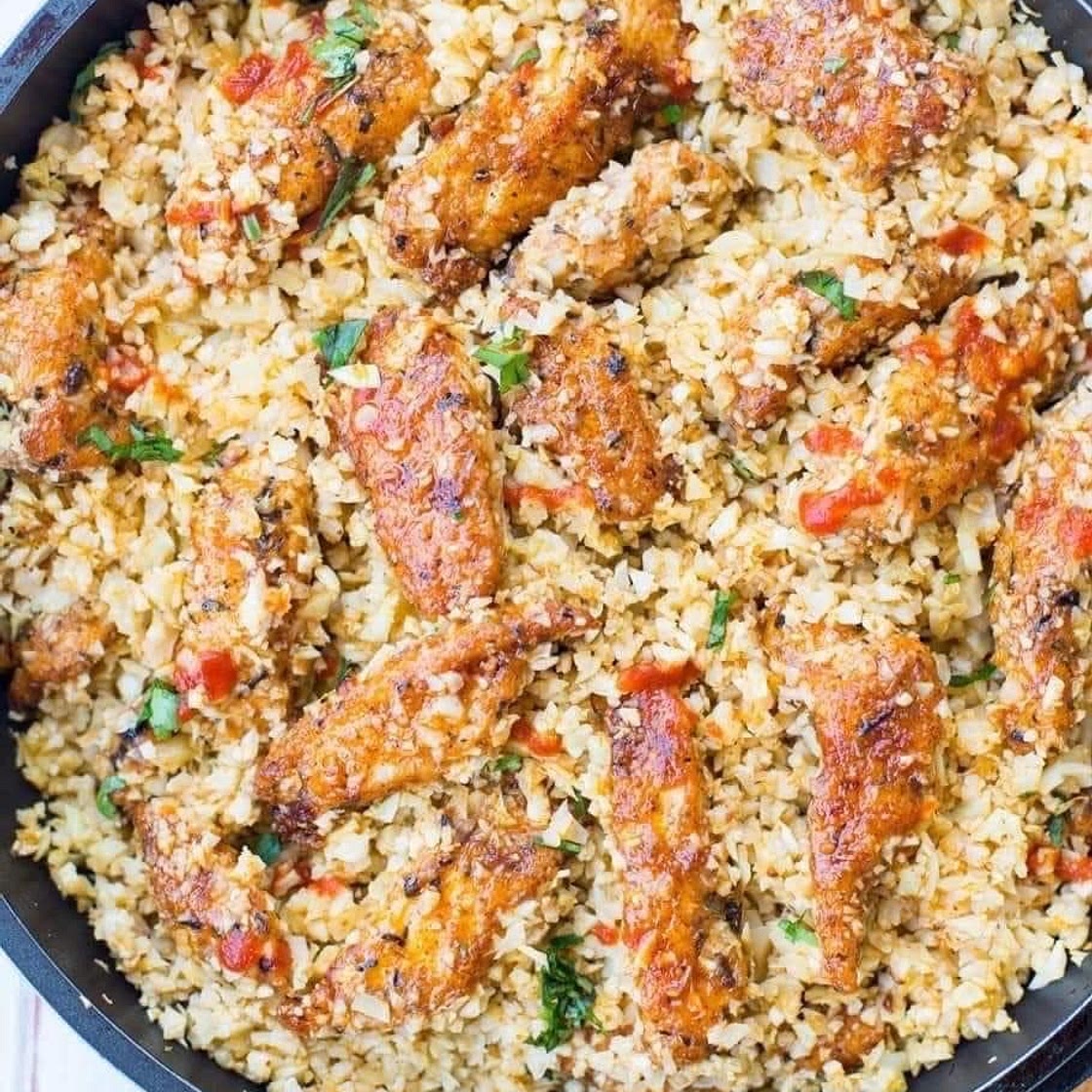 Garlic Chicken and Cauliflower Rice