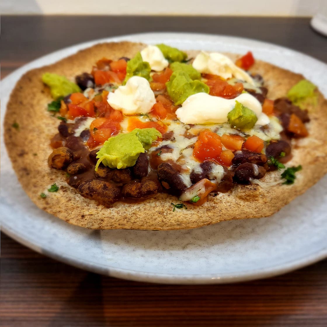 Spicy bean & avocado tostados