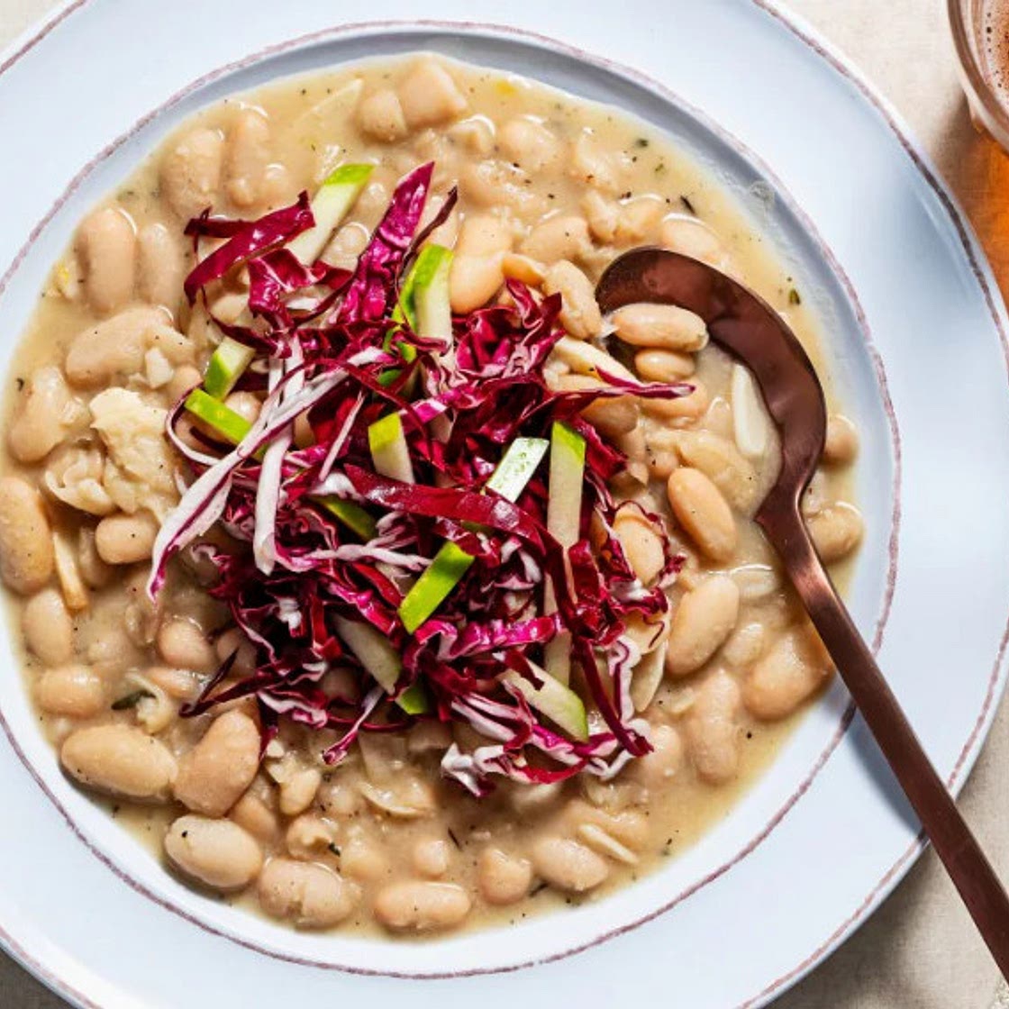 White Bean Stew With Garlic and Rosemary and Radicchio-Apple Salad - Ellie Krieger