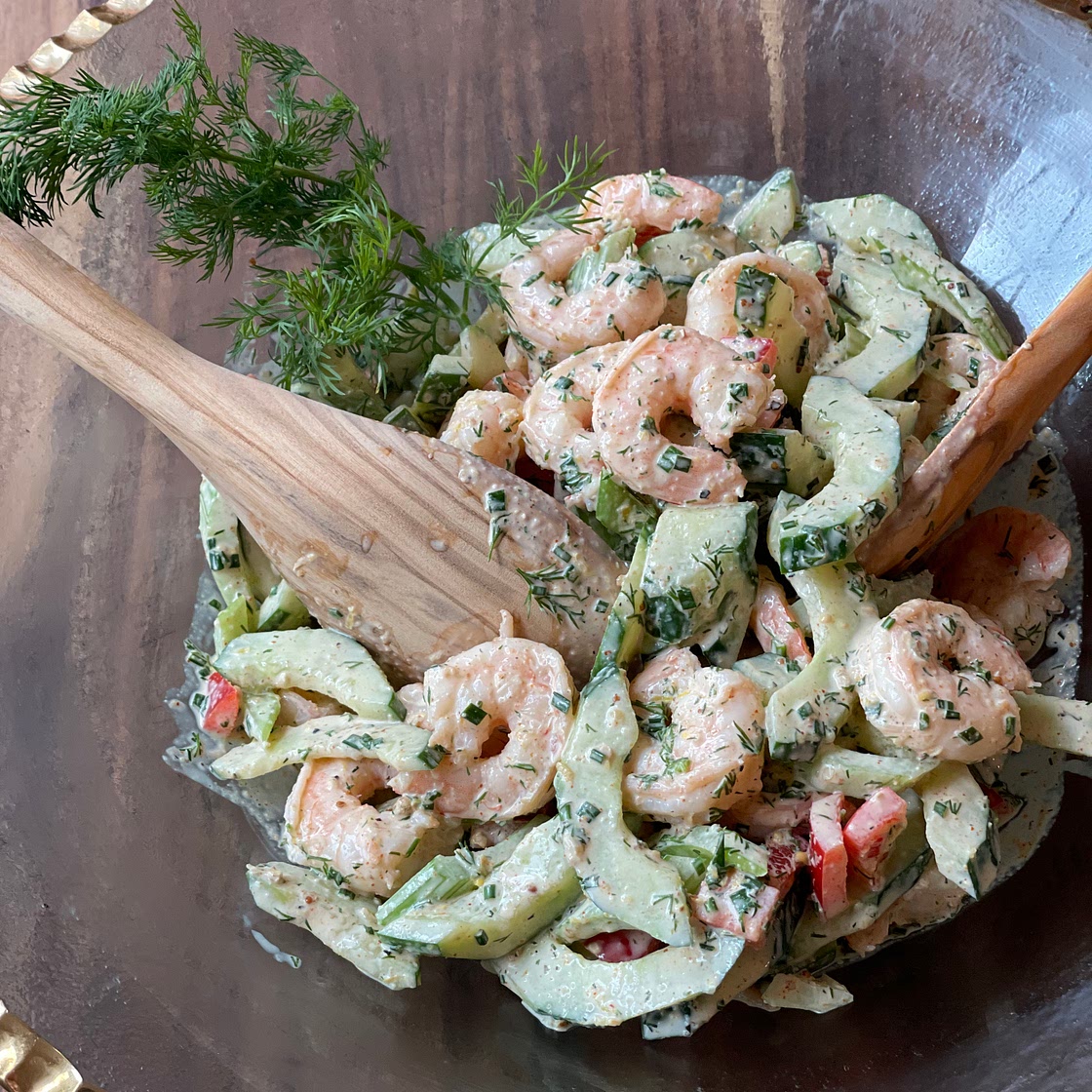 Poached Shrimp Salad with Dill Dressing