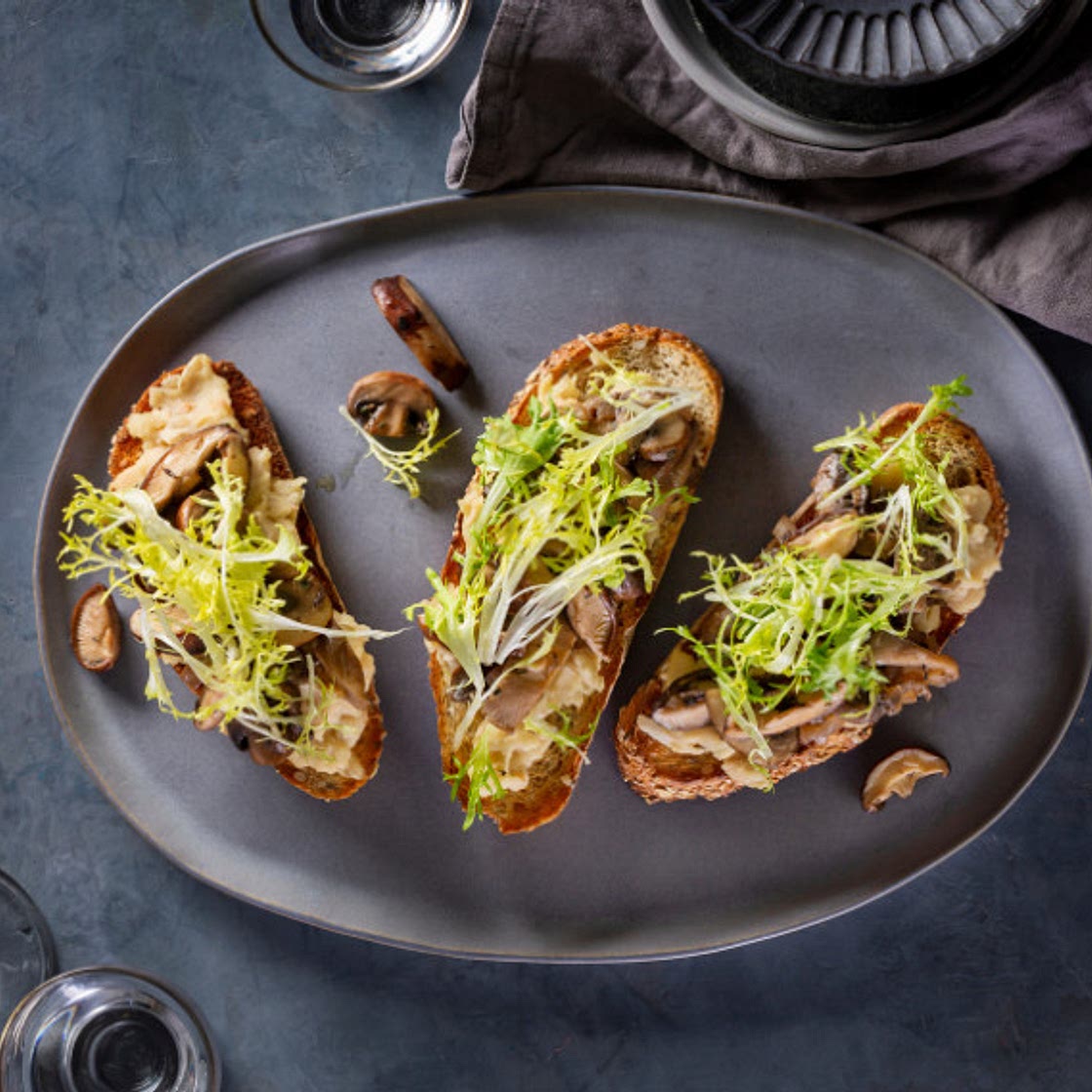 Mushroom White Bean Toasts with Frisée - Ellie Krieger