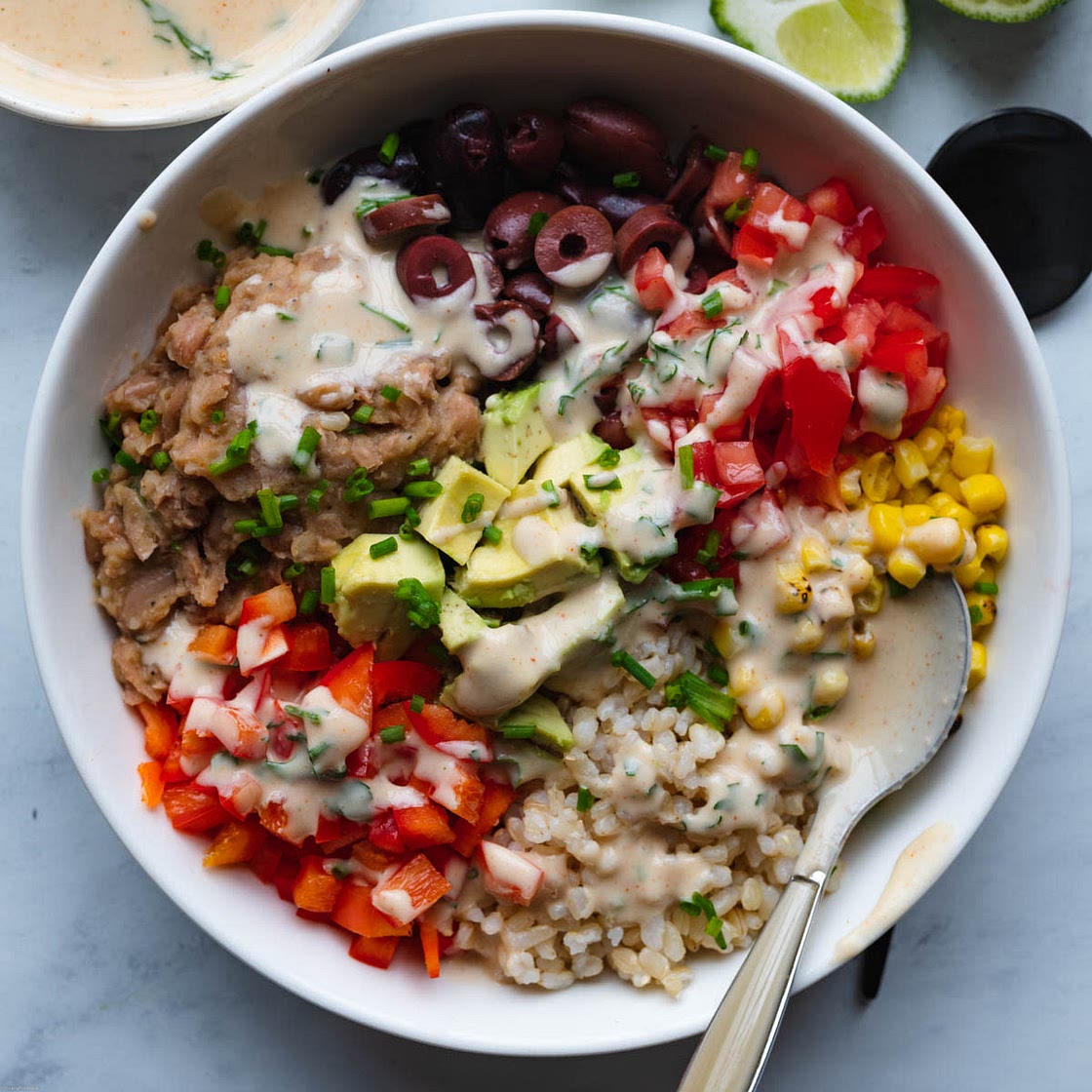 High-Protein Refried Bean Veggie Bowl