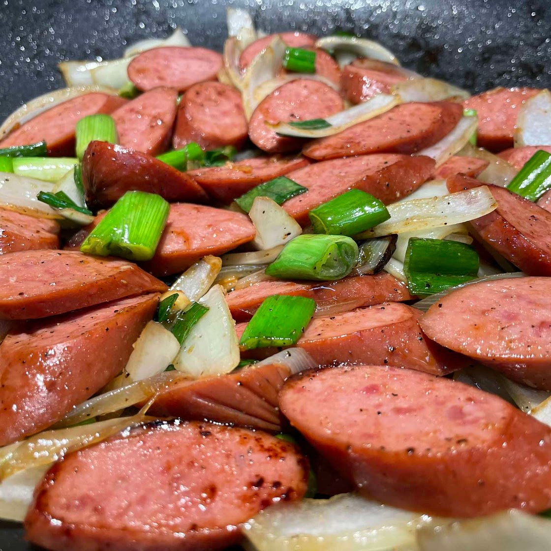 Smoked Sausages stir fried with Oyster Sauce