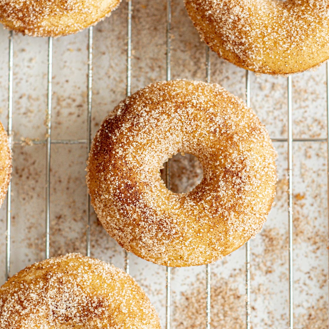 Baked Sourdough Doughnuts with Cinnamon Sugar