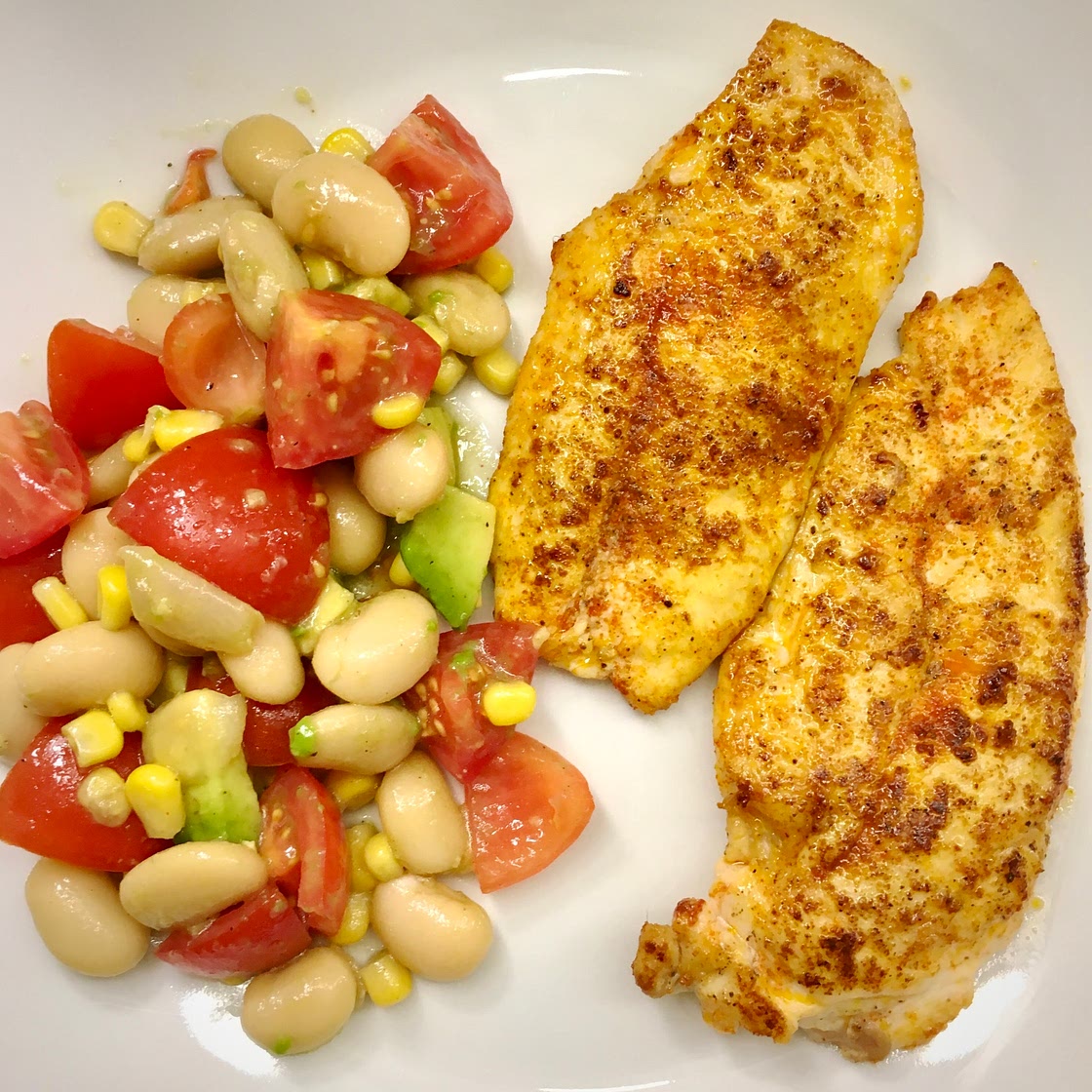 Chicken with Bean, Tomato & Avocado Salad