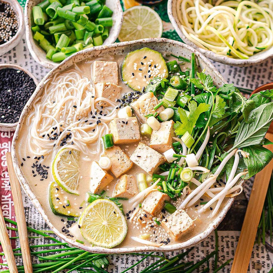 Thai green curry noodle soup