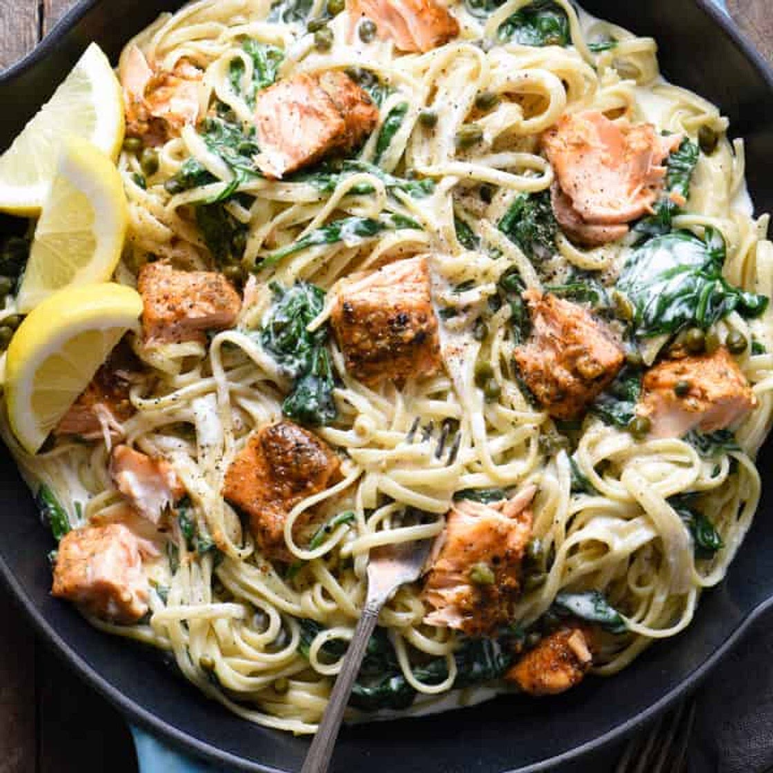 Creamy Salmon Pasta with Spinach