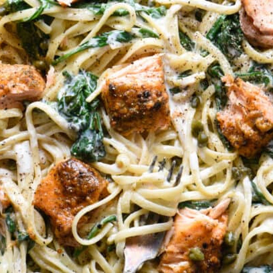 Creamy Salmon Pasta with Spinach