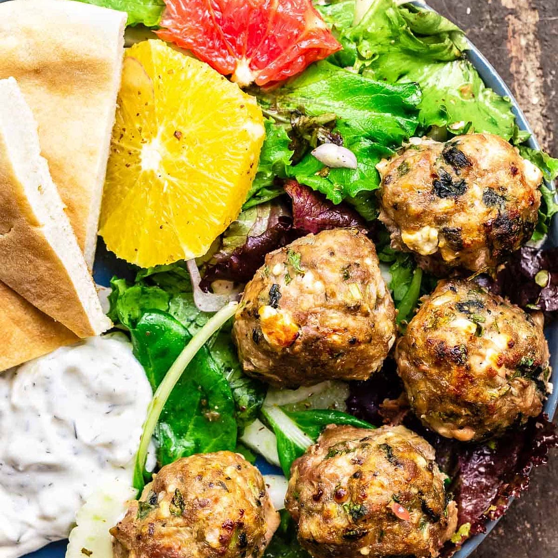 Turkey Meatballs with Spinach and Feta