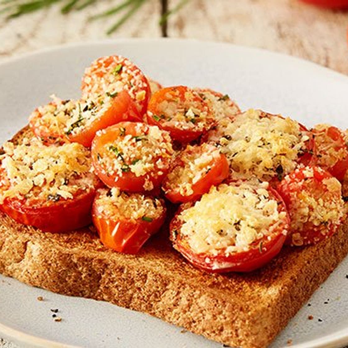 Baked tomatoes on toast