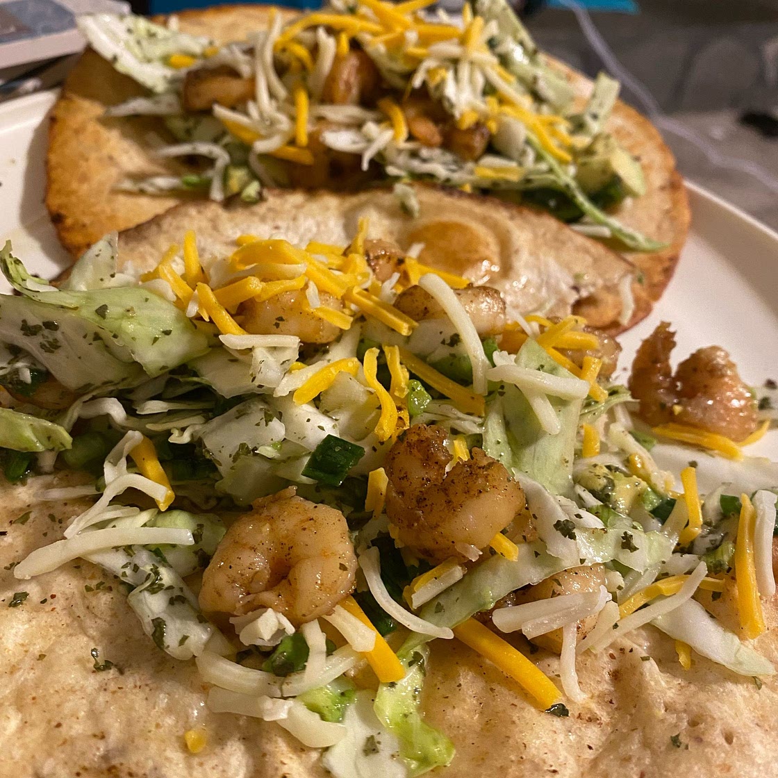 Shrimp Tacos with Cilantro Avocado Slaw