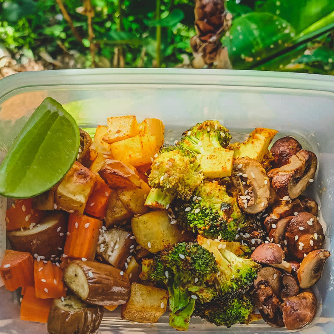 Roasted Mix Vegetables Salad with Tahini Pesto Sauce