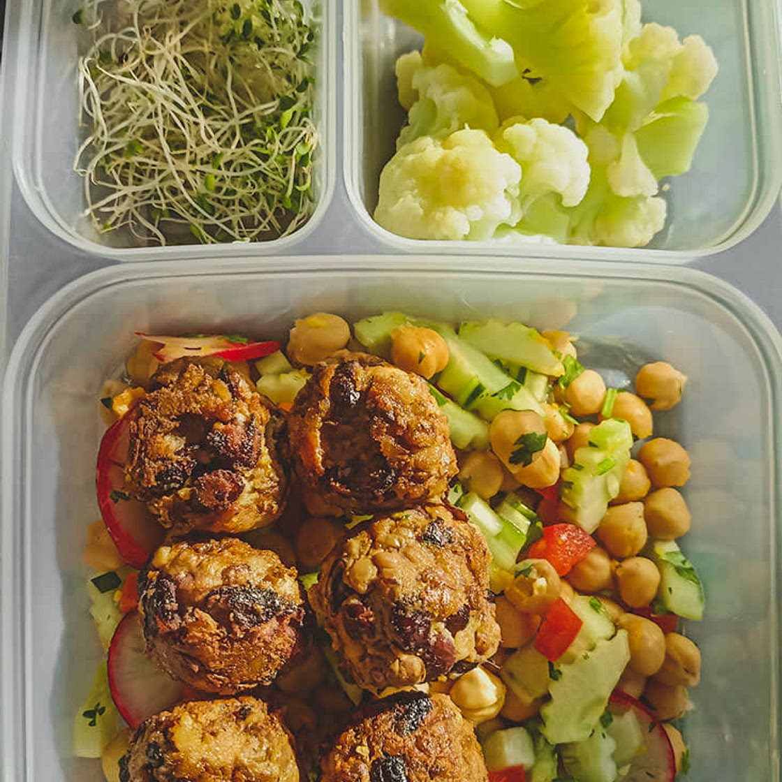 Vegan Meat Balls with Chickpea Salad