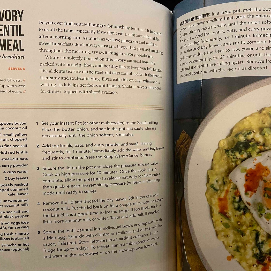 Savory red lentil oatmeal