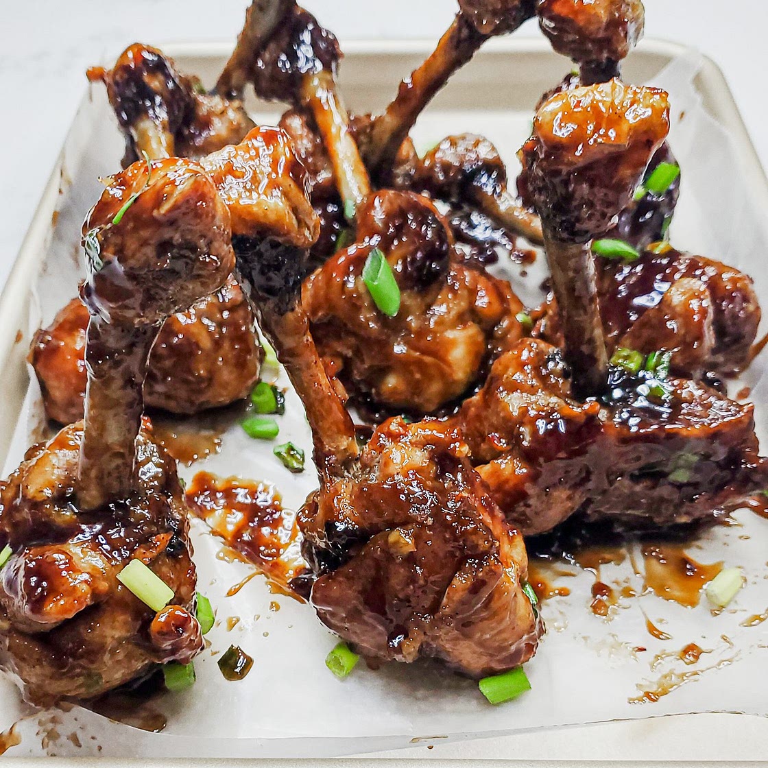 Quick Air Fryer Chicken Lollipops with Honey-Soy Garlic Sauce