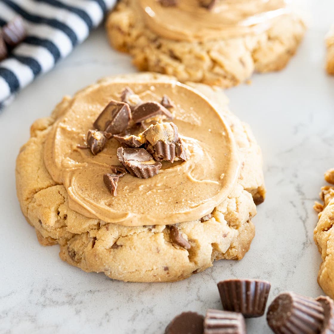 Copycat Crumbl Peanut Butter Cup Cookies