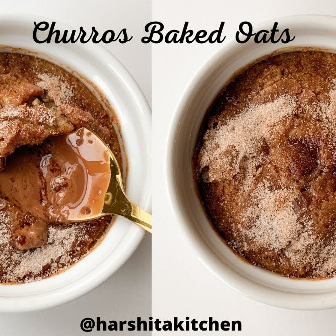 260 Calories Churros Baked Oats 🍫 Dessert for Breakfast! No Eggs!