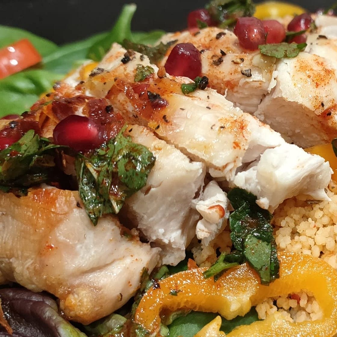 Moroccan grains & chicken salad