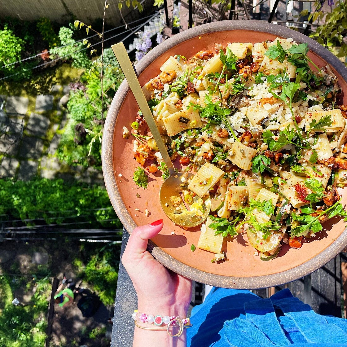 Pasta Salad with Zucchini, Sizzled Scallion, and Parmesan — Alison Roman