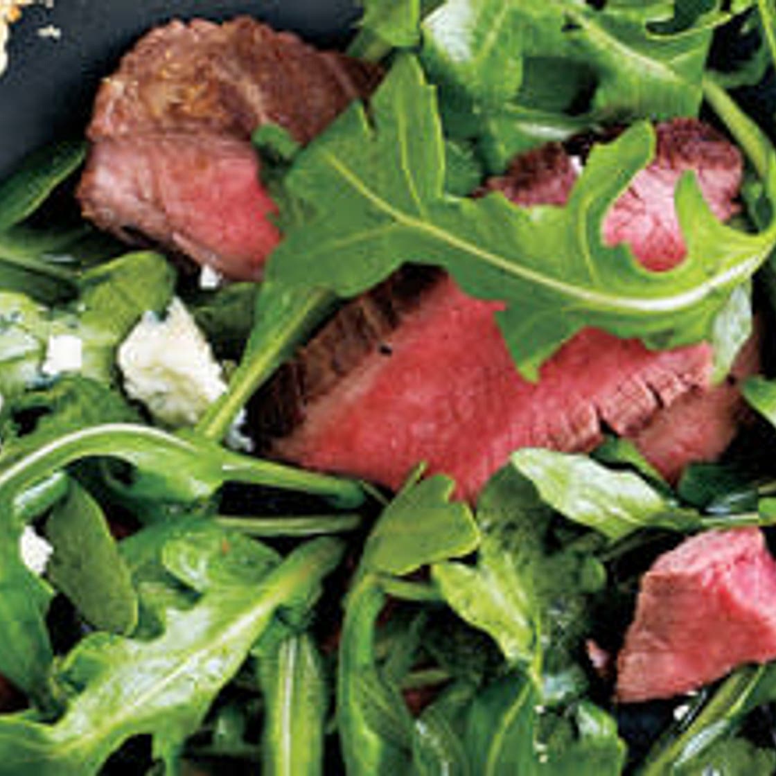 Rocket Salad with Steak and Feta Cheese